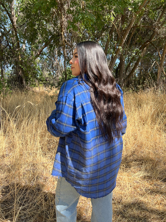 Autumn Woods Flannel (Royal Blue)