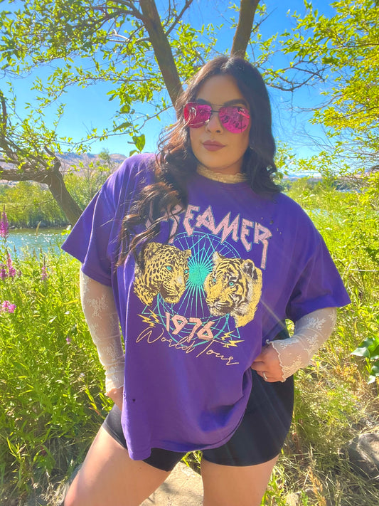 Dreamer Distressed Graphic Tee (Purple)