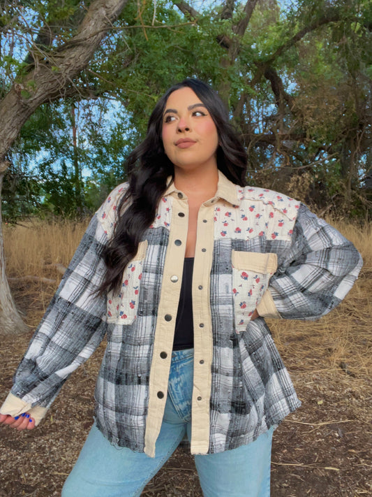 Falling Florals Plaid Shacket