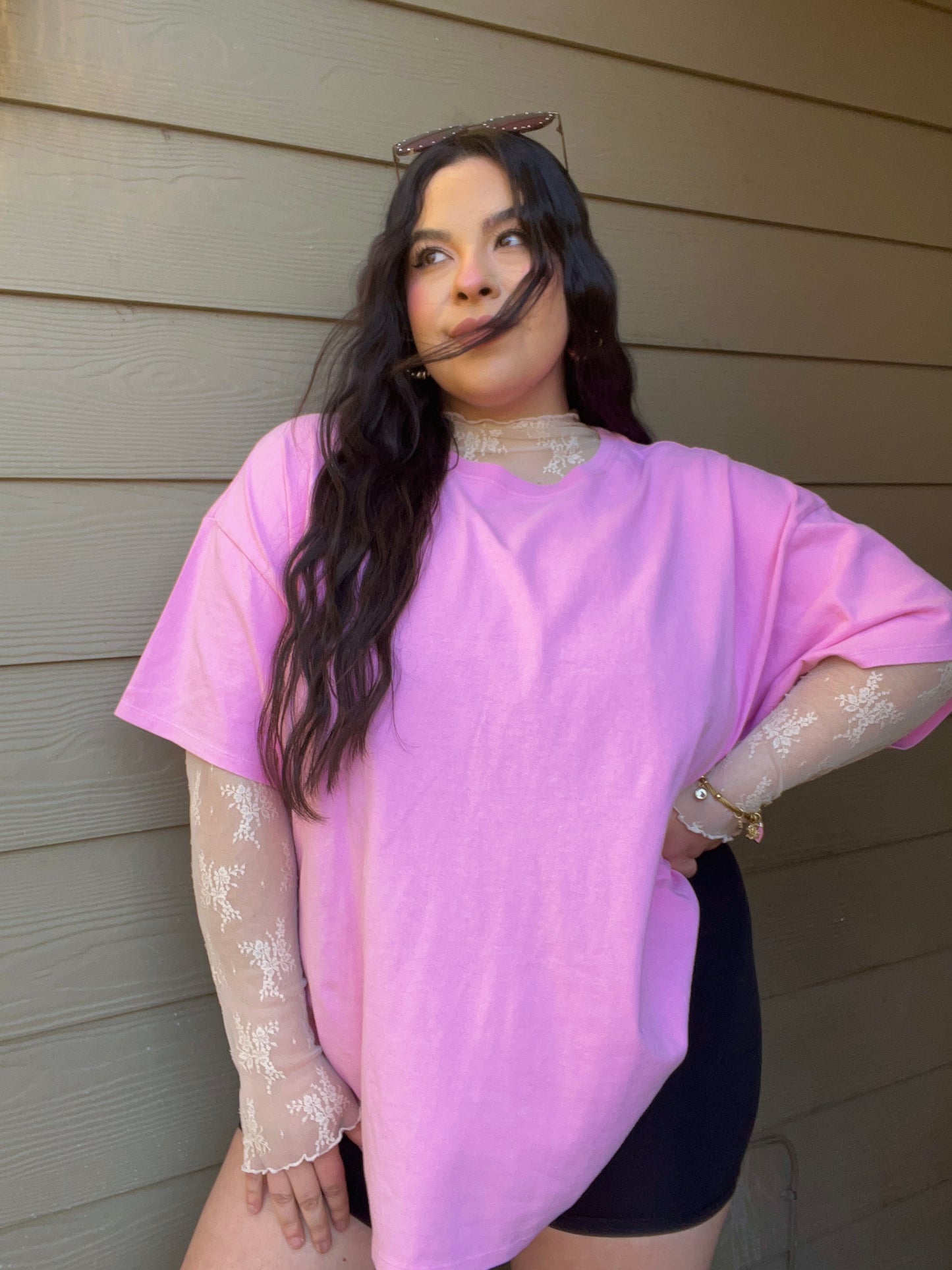 Straight Chillin Oversized Tee - Pink