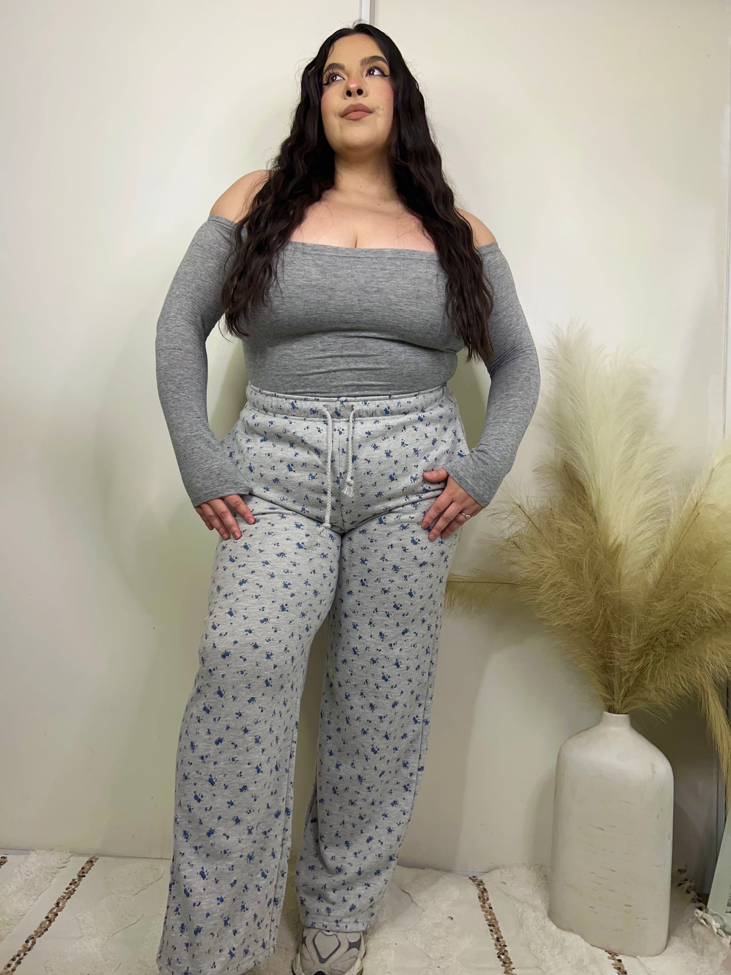 Full Bloom Floral Sweatpants (H.Gray)