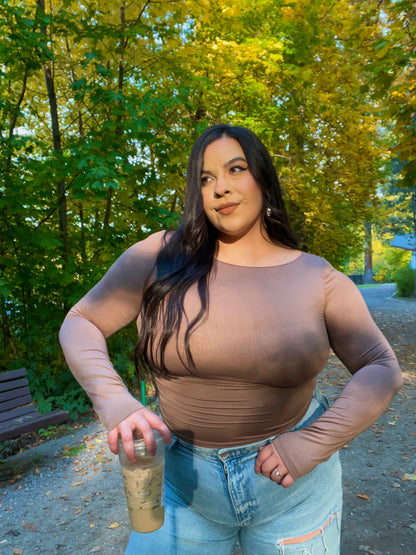 Amber Boat Neck Top (Mocha)