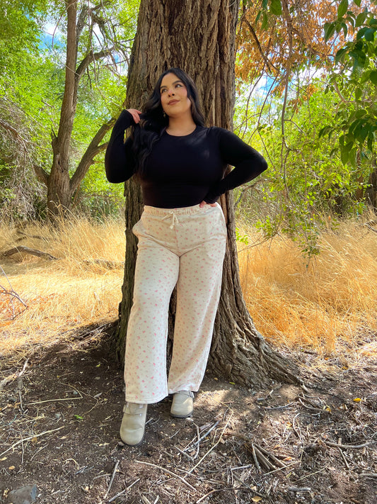Full Bloom Floral Pants (Cream)