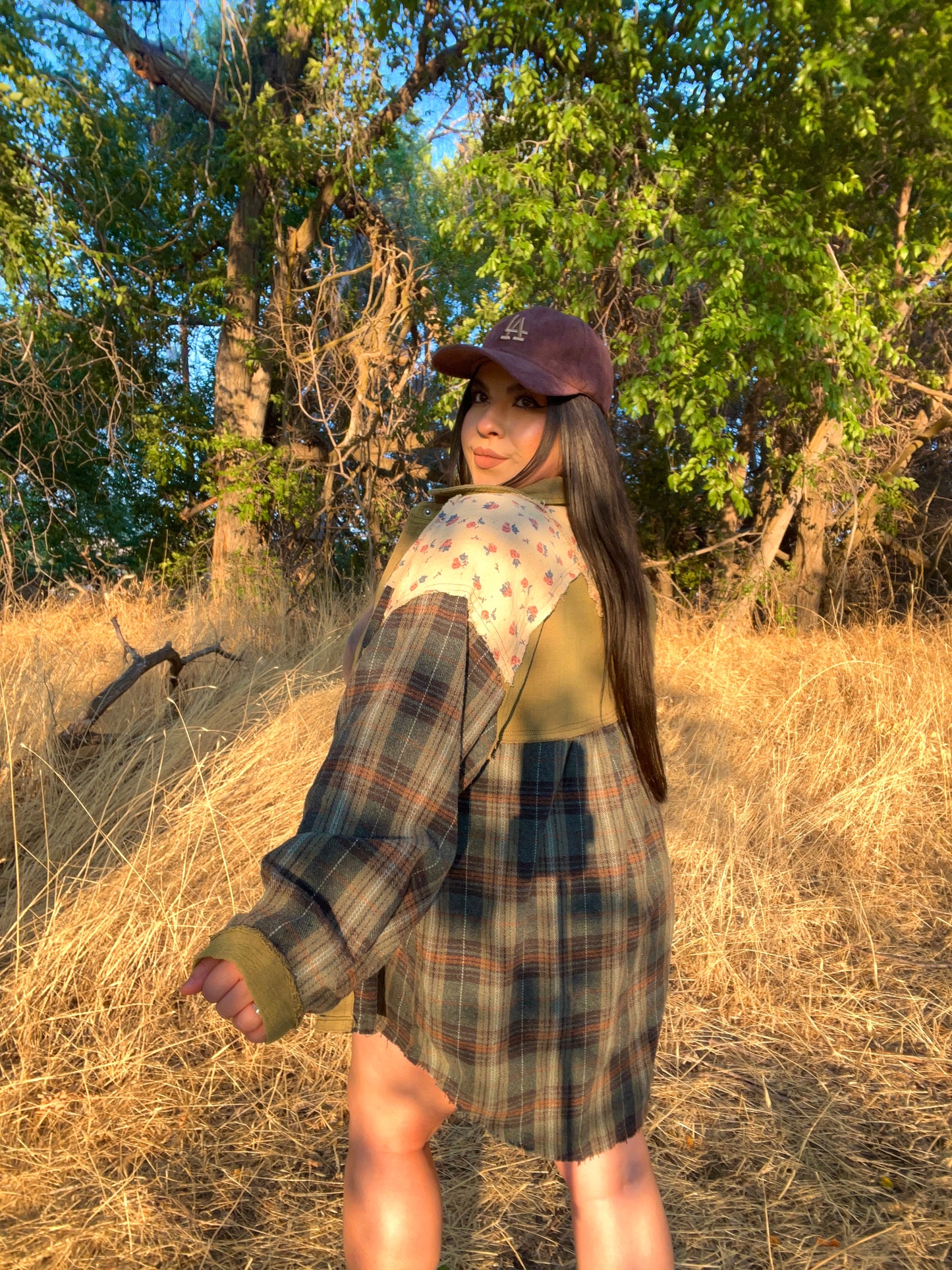 Tree Farm Floral/Plaid Shacket