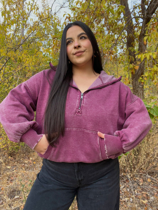 Velvet Leaves Hoodie (Plum)