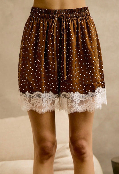 Paris Polka Dot Satin Lace Short