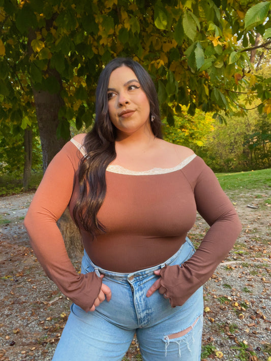 Made With Love Lace Top (Brown)
