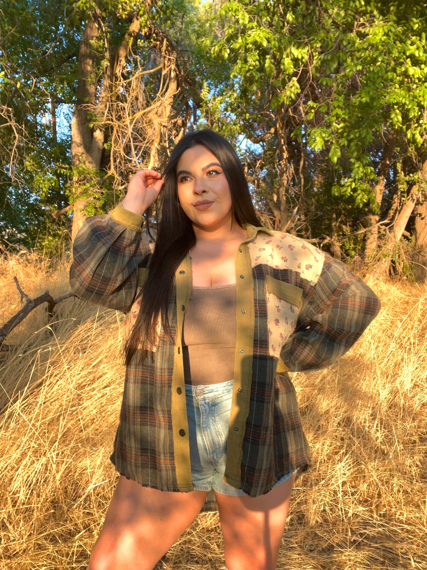 Tree Farm Floral/Plaid Shacket
