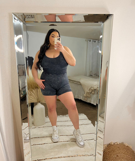 Effortless Mineral Wash Romper (Ash Black)