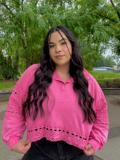 Lucky Charm Lace Pullover (Pink)