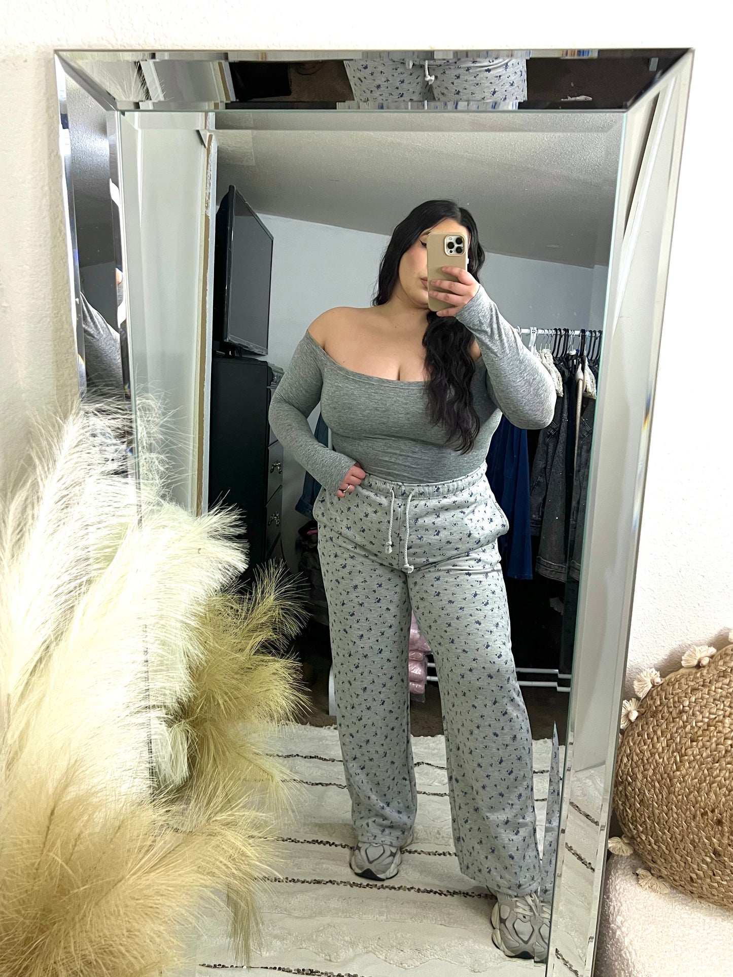 Full Bloom Floral Sweatpants (H.Gray)