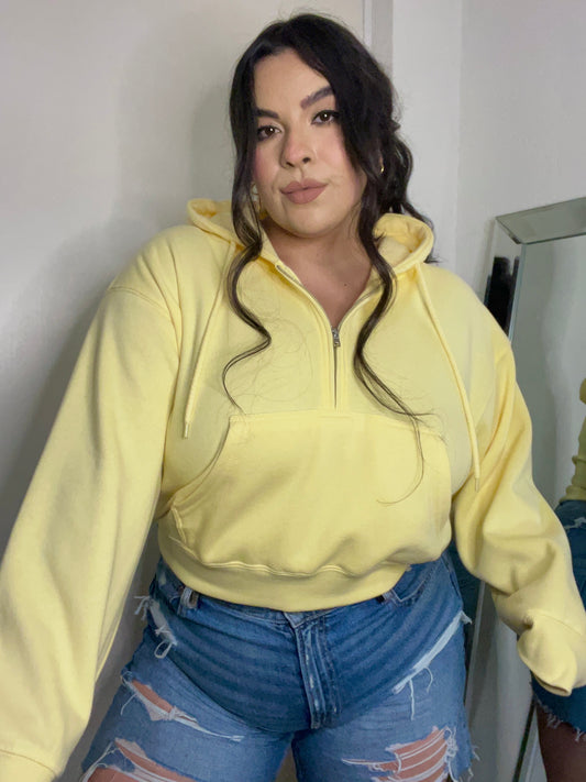 Essential 1/2 Zip Hoodie (Buttercream)