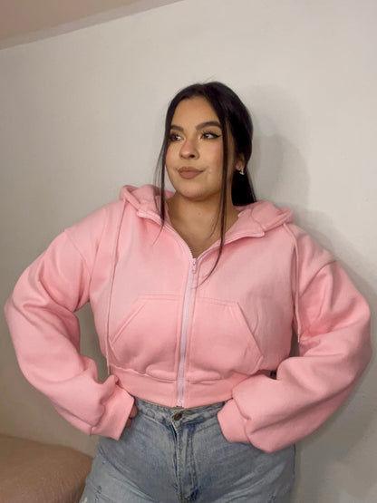 Cloud Cropped Hoodie (Pink)