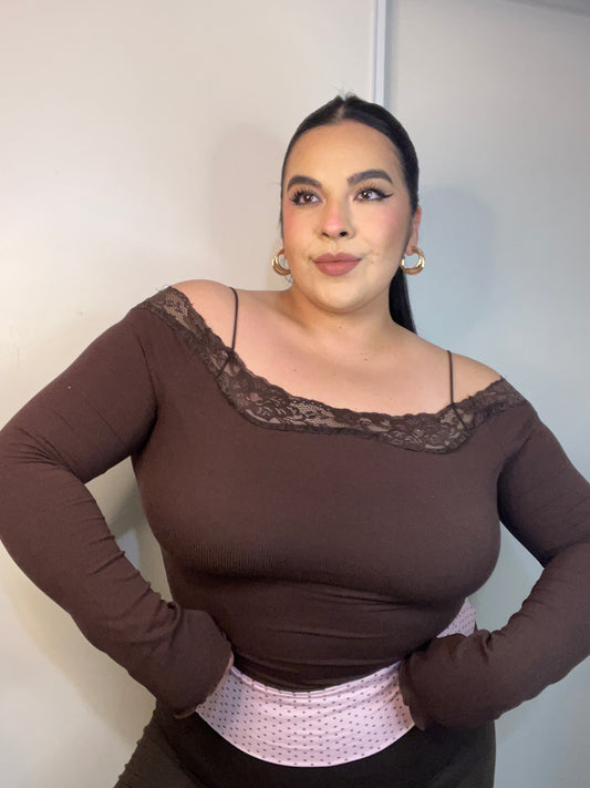 Flatter Me Off The Shoulder Top (Chocolate)