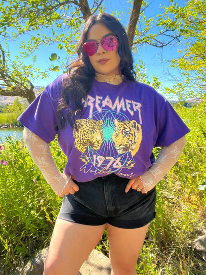 Dreamer Distressed Graphic Tee (Purple)