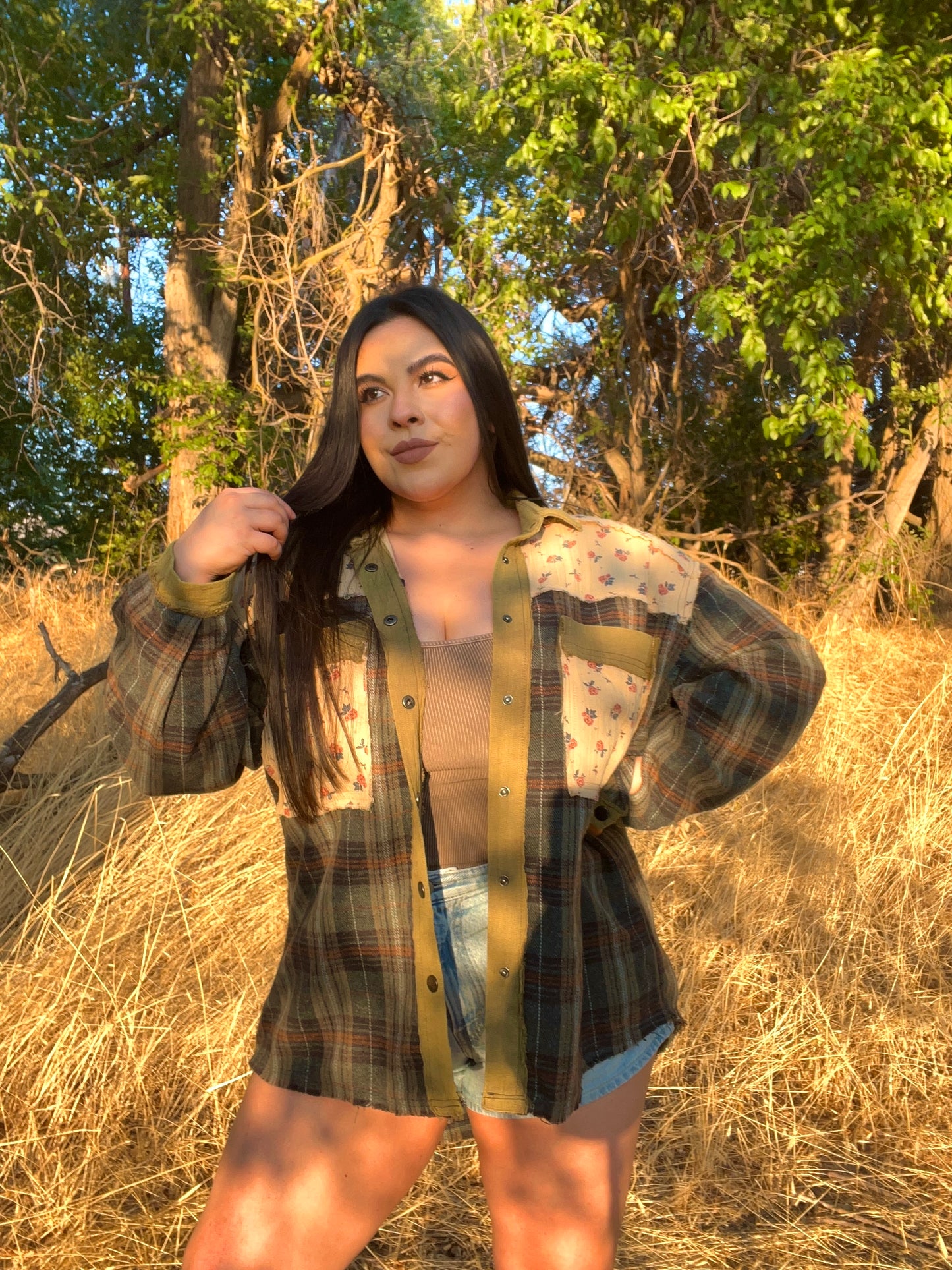 Tree Farm Floral/Plaid Shacket