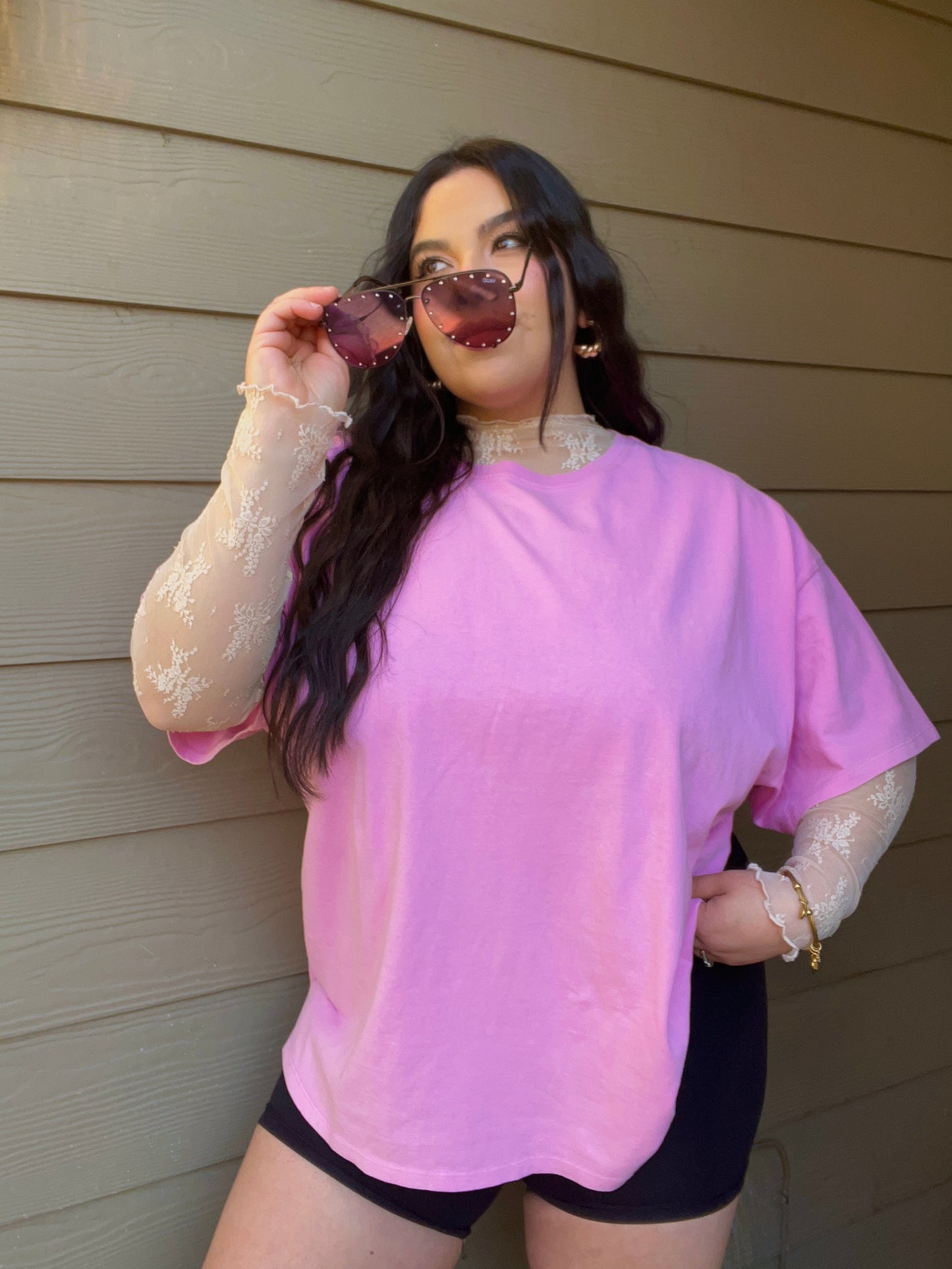 Straight Chillin Oversized Tee - Pink