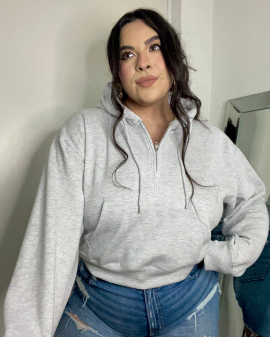 Essential 1/2 Zip Hoodie (Icy Gray)