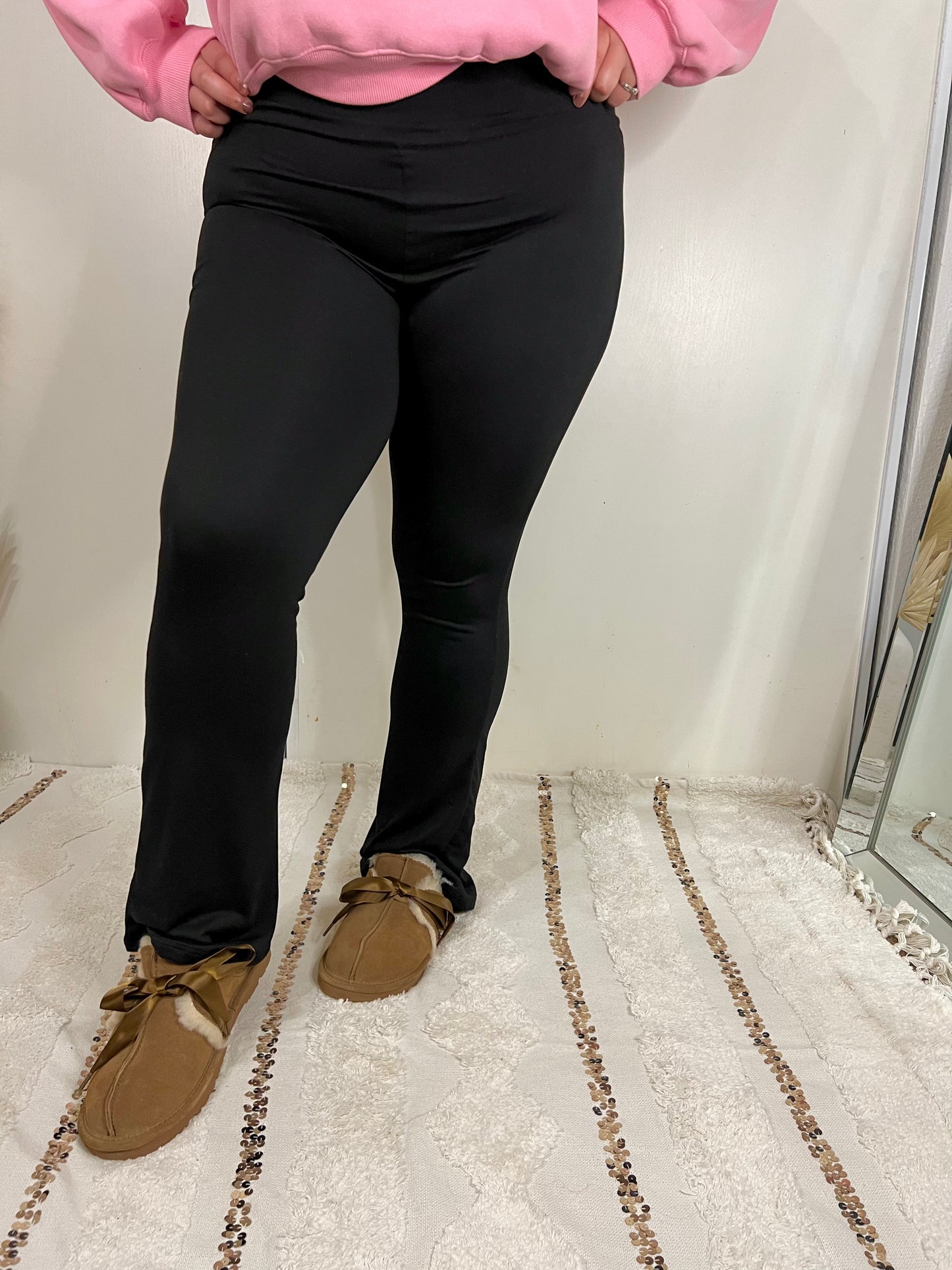 Double Lined Flare Leggings (Black)