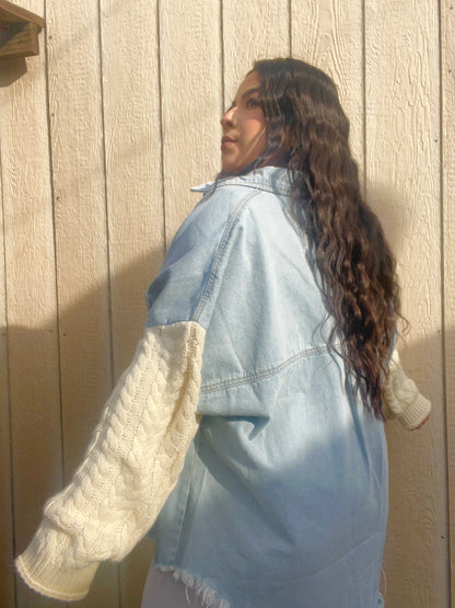 Cozy Season Shacket (Denim/Ivory)