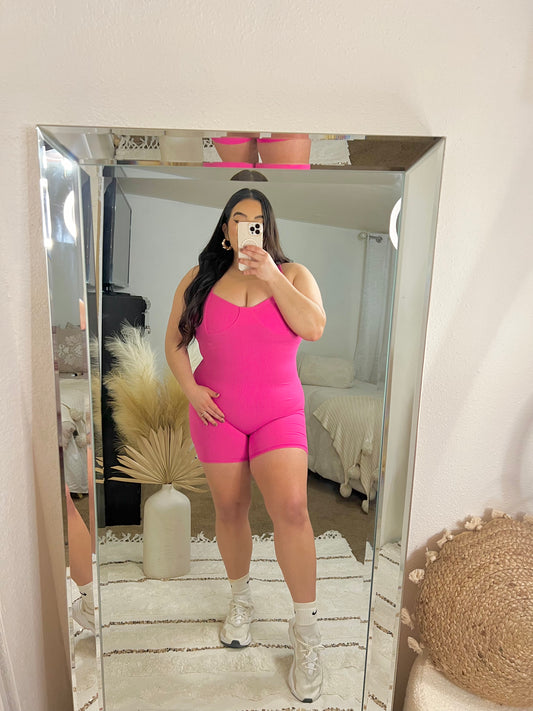 In My Era Romper (Fuchsia)